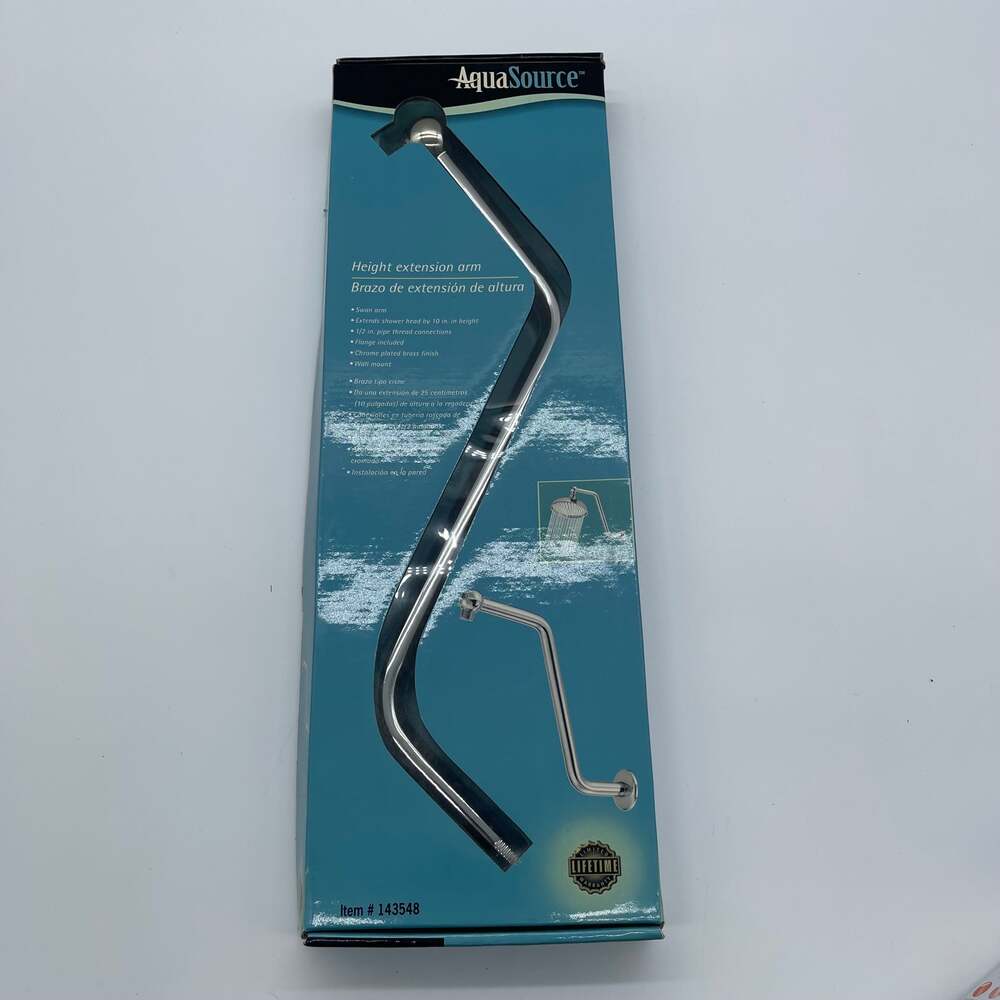 AquaSource Height Extension Shower Arm Chrome Finish with Flange 143548‎